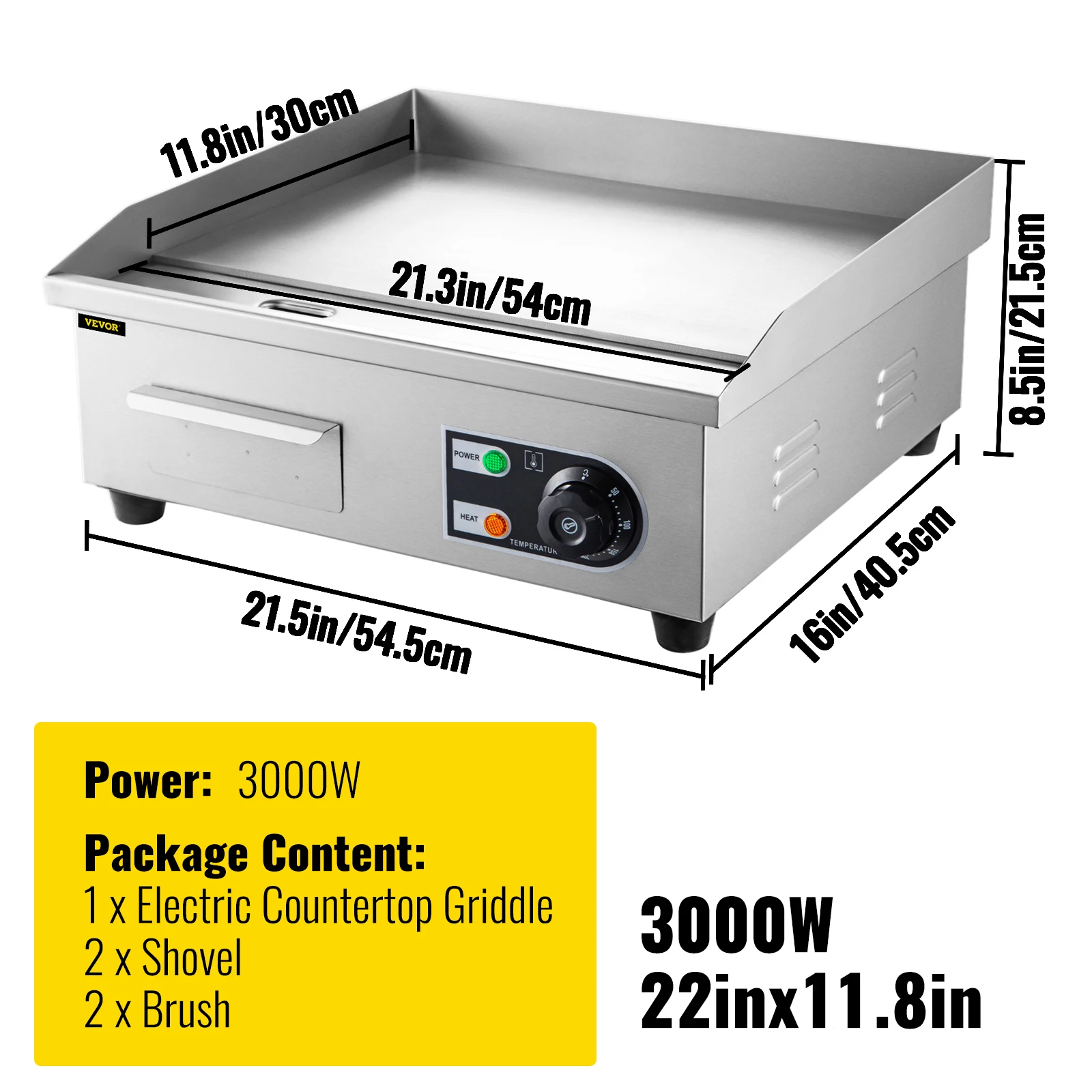 VEVOR 28.7 in. Commercial Electric Griddle 3000-Watt Electric