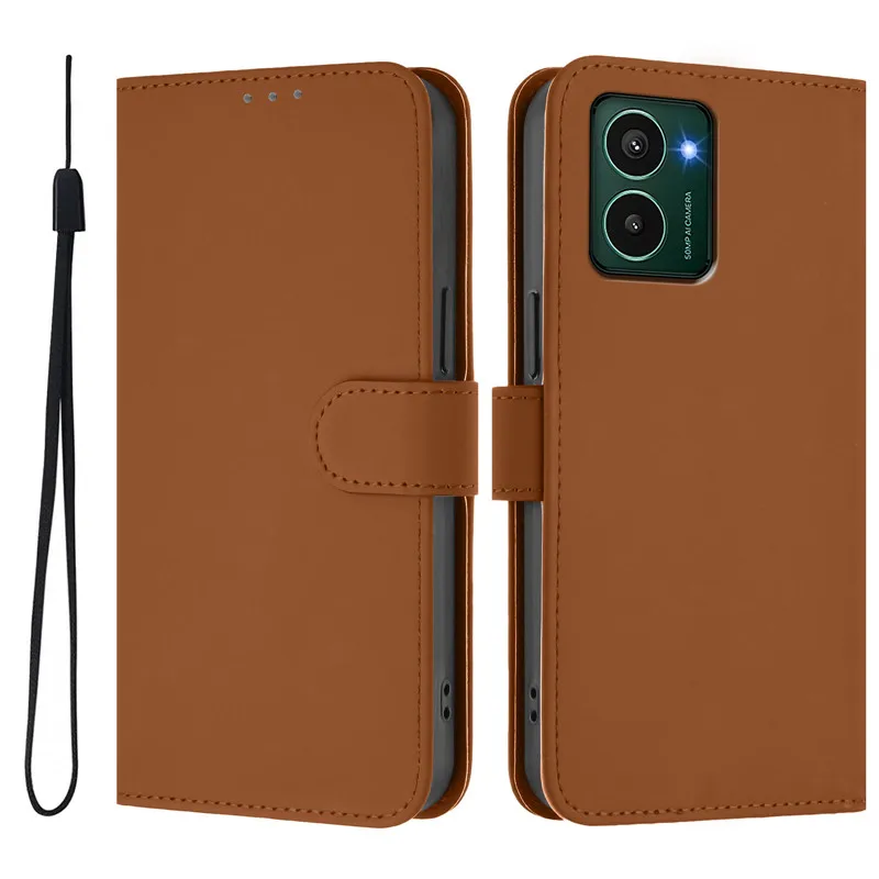 Premium Wallet Flip Cover Phone Case with Lanyard and Magnetic Buckle Closure