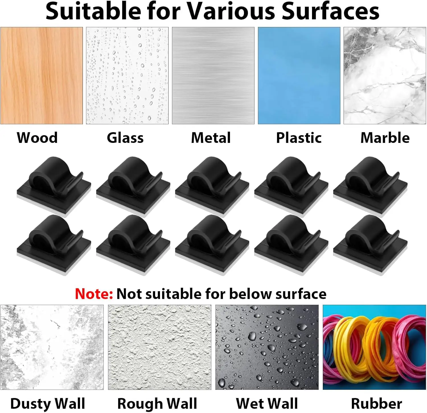 5-50Pcs Self Adhesive Cable Clips Cord Management Wire Holder Organizer Clamp Desk Tidy Cable Manager in Car Home Office Clips - Image 6