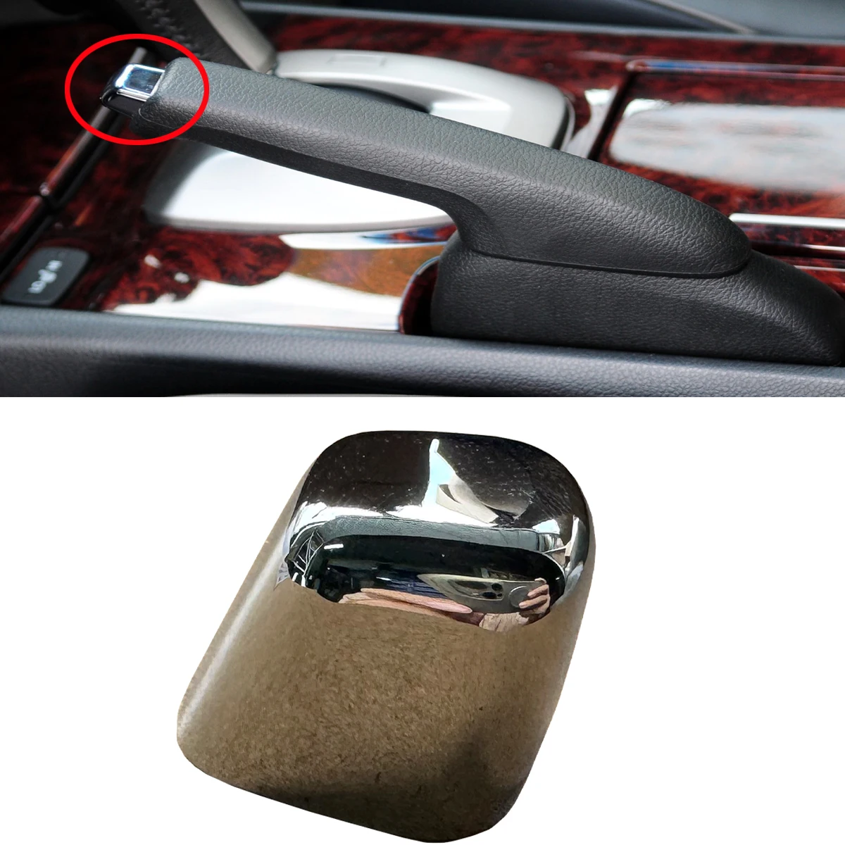 Interior Parking Brake Lever Push Button Handbrake Chrome Cap Trim for Honda Accord 8 8.5 GEN 8th 2008-2013 Crosstour 2010 -