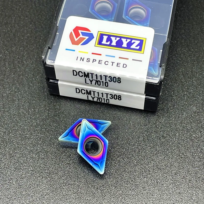고품질 DCMT11T304 DCMT11T308 CNC 카바이드 선삭 공구 그루 빙 블레이드 용 나노 블루 블레이드 선반 선삭 공구