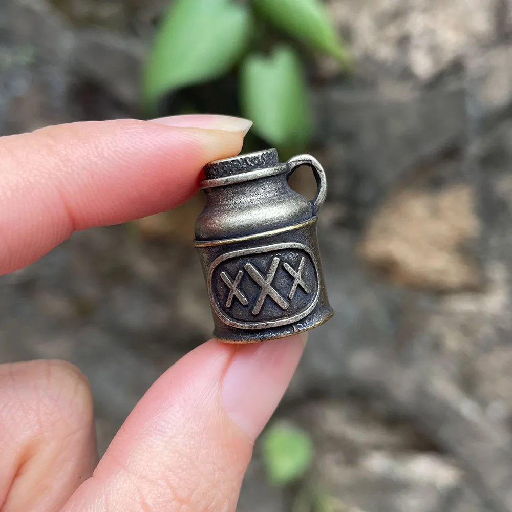 

Teapot Model Knife Beads Outdoors EDC Tools White Brass Lanyard Paracord Key Rings Pendants DIY Accessories Woven Pearl Vintage
