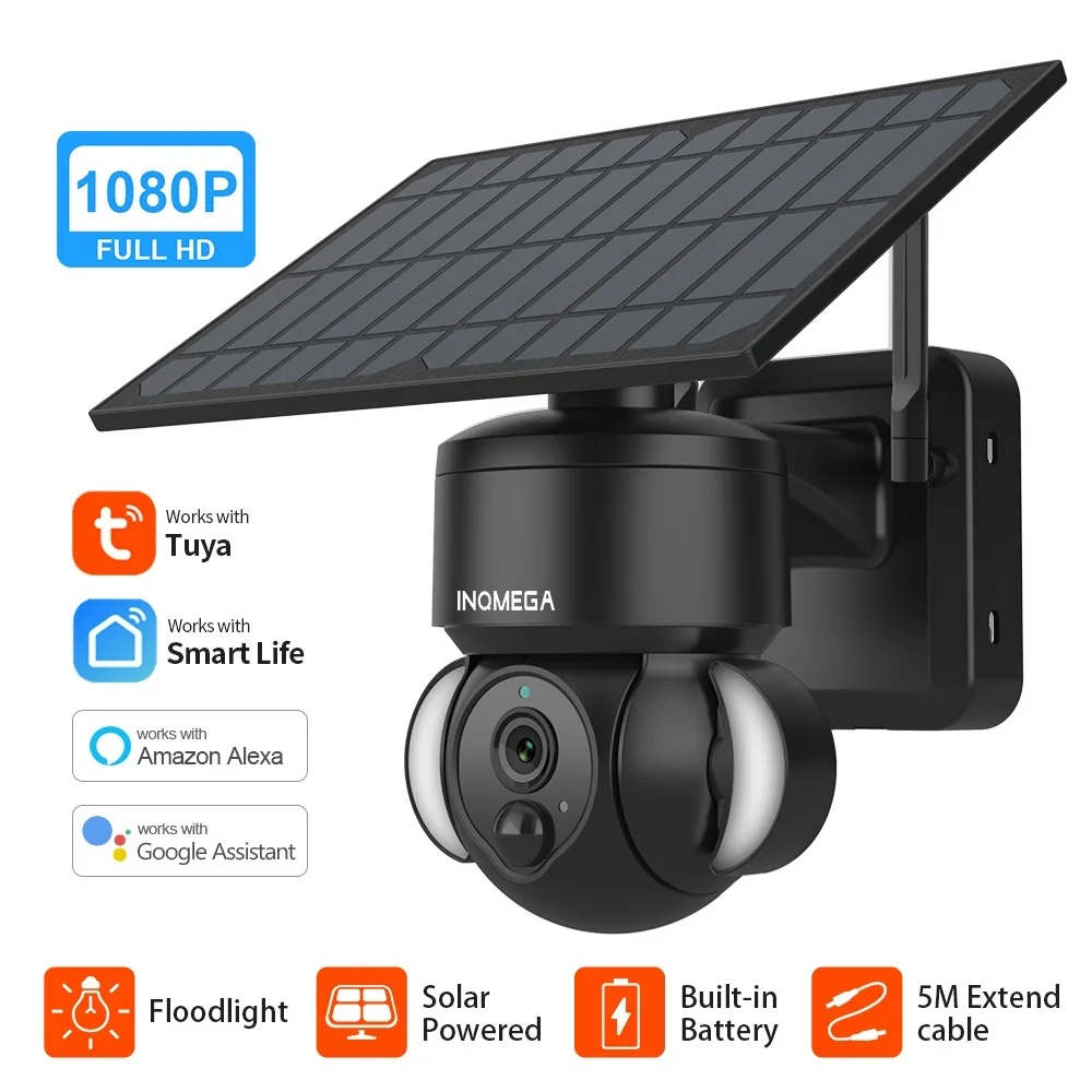 

New TUYA Camera with Solar Panel, PIR Motion Detection, Can Be Installed Separately, Video Surveillance CCTV Supports Alexa