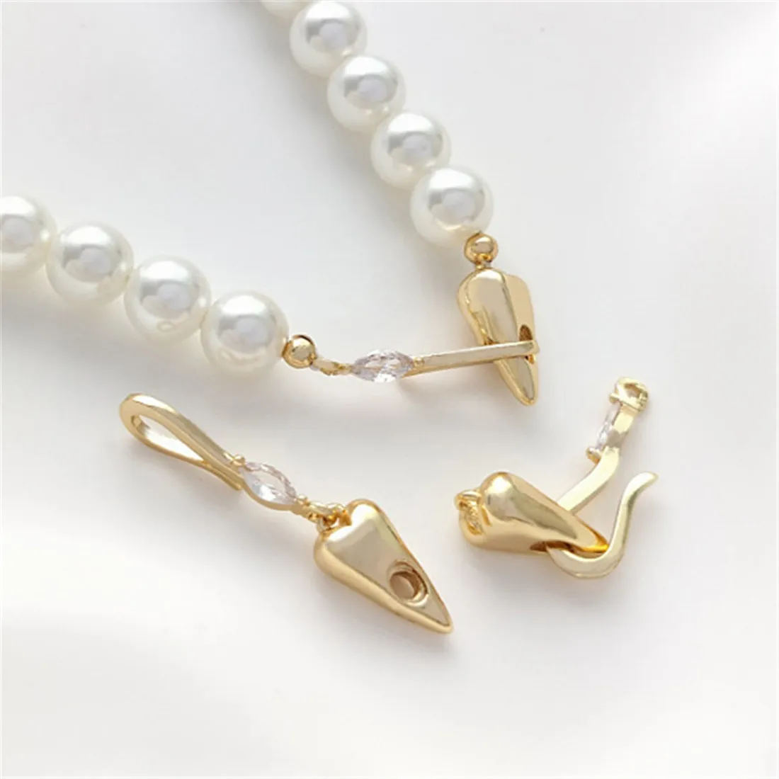 14K Gold Peach, Heart-shaped Fish Hook Buckle, Pearl Hook, OT Clasp, Bracelet Necklace Connection, Finishing DIY Jewelry Buckle new jewelry storage box princess double layer finishing earrings ring necklace box exquisite high end gift