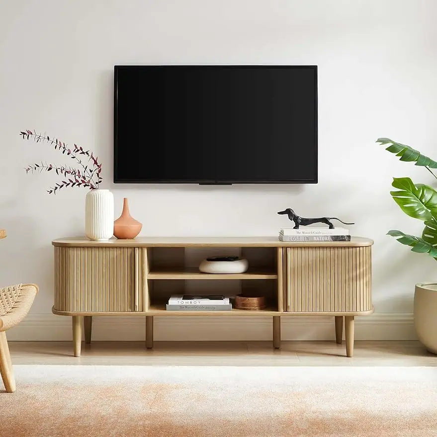 

Modway Contour Mid-Century Modern 55" Media TV Stand in Oak, 15 x 54.5 x 18.5