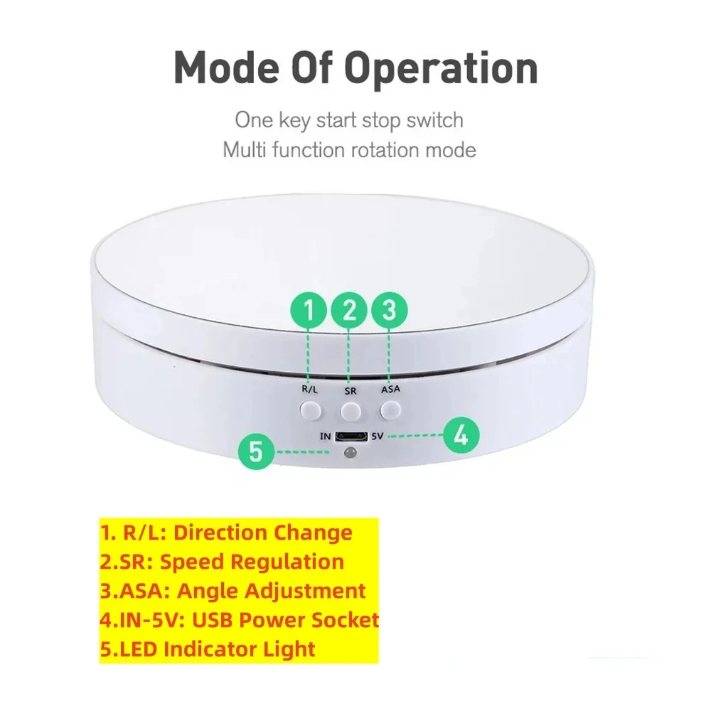 Soporte de exhibición giratorio eléctrico de 360 °, mesa giratoria silenciosa, soporte de joyería, bandeja giratoria alimentada por USB/batería