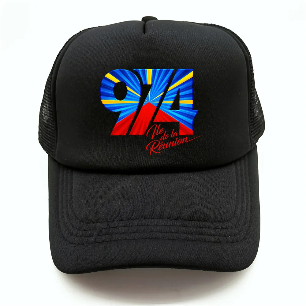 974 Reunion Island Trucker Cap for Women Men Reunionese Proud Baseball Caps Summer Mesh Net Outdoor Adjustable Fit Snapback Hat Gift