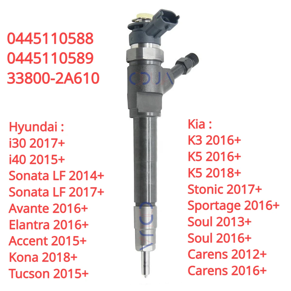 

0445110588 0445110589 33800-2A610 New CRDI Diesel Fuel Injector Nozzle for Hyundai i30 Sonata Accent Tucson Kia K3 K5 Soul