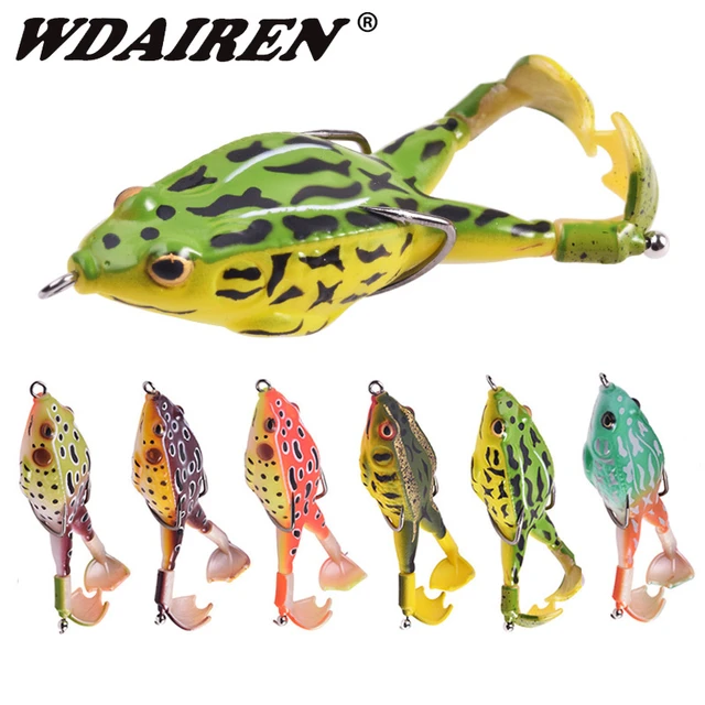 1PCS 3D Eyes Frog Lures 6g 9g 12g Topwater Soft Tube Bait Plastic Fishing  Lure With Double Hooks Ray Frog Artificial Rubber Bait