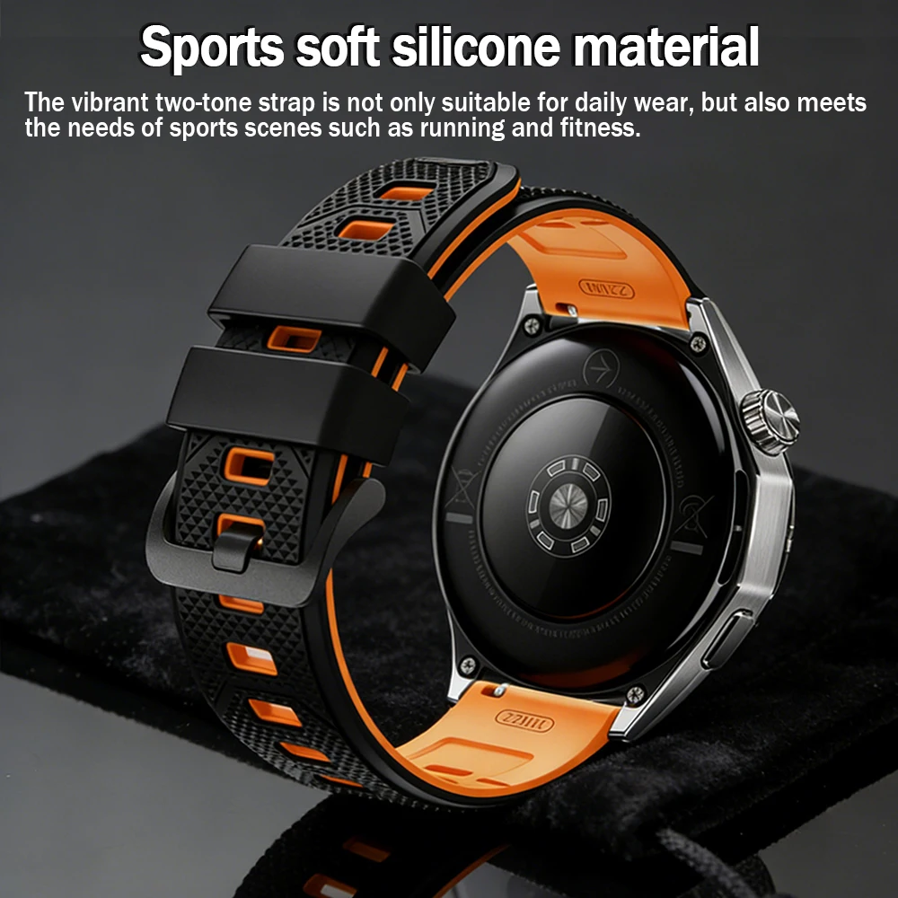 Two-Tone Silicone Smartwatch Strap, 22mm Adjustable Sports Bracelet