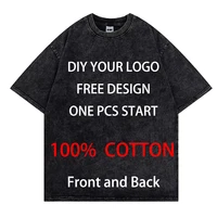 Custom Logo Men’s Oversized Cotton T-Shirt | Personalized Hip Hop Streetwear Tee | Retro Washed Design | 100% Cotton Summer Tee