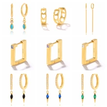 

ROXI Geometry Hoop Earrings For Women 925 Sterling Silver Earrings Jewelry Heart Rectangle Water Droplets Pendiente Plata 925