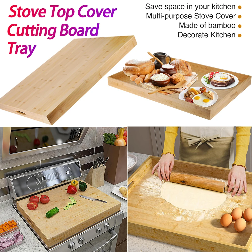 Bamboo Sink Cover RV Stove Top Cover Multi-Purpose Counter Space Top Covers Space-Saving Stove Top Cutting Board for Gas Burners