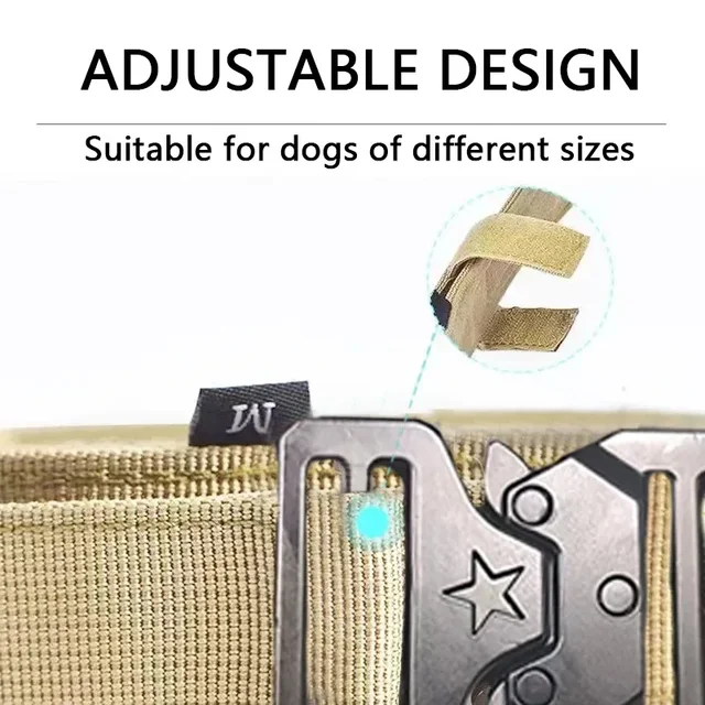 Adjustable Tactical Dogs Collar Traction Rope Military Pets Collars German Shepherd Training Medium Large Dog Pet  Accessories 5