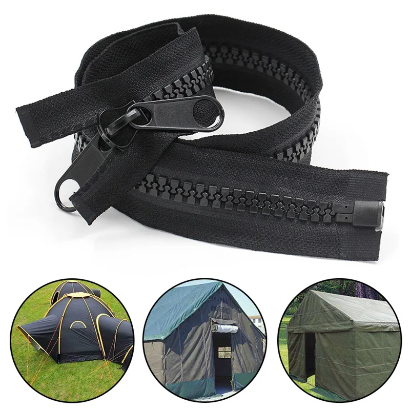 10 Black Long Resin Zippers Openend Single Double Sliders Zipper Tent