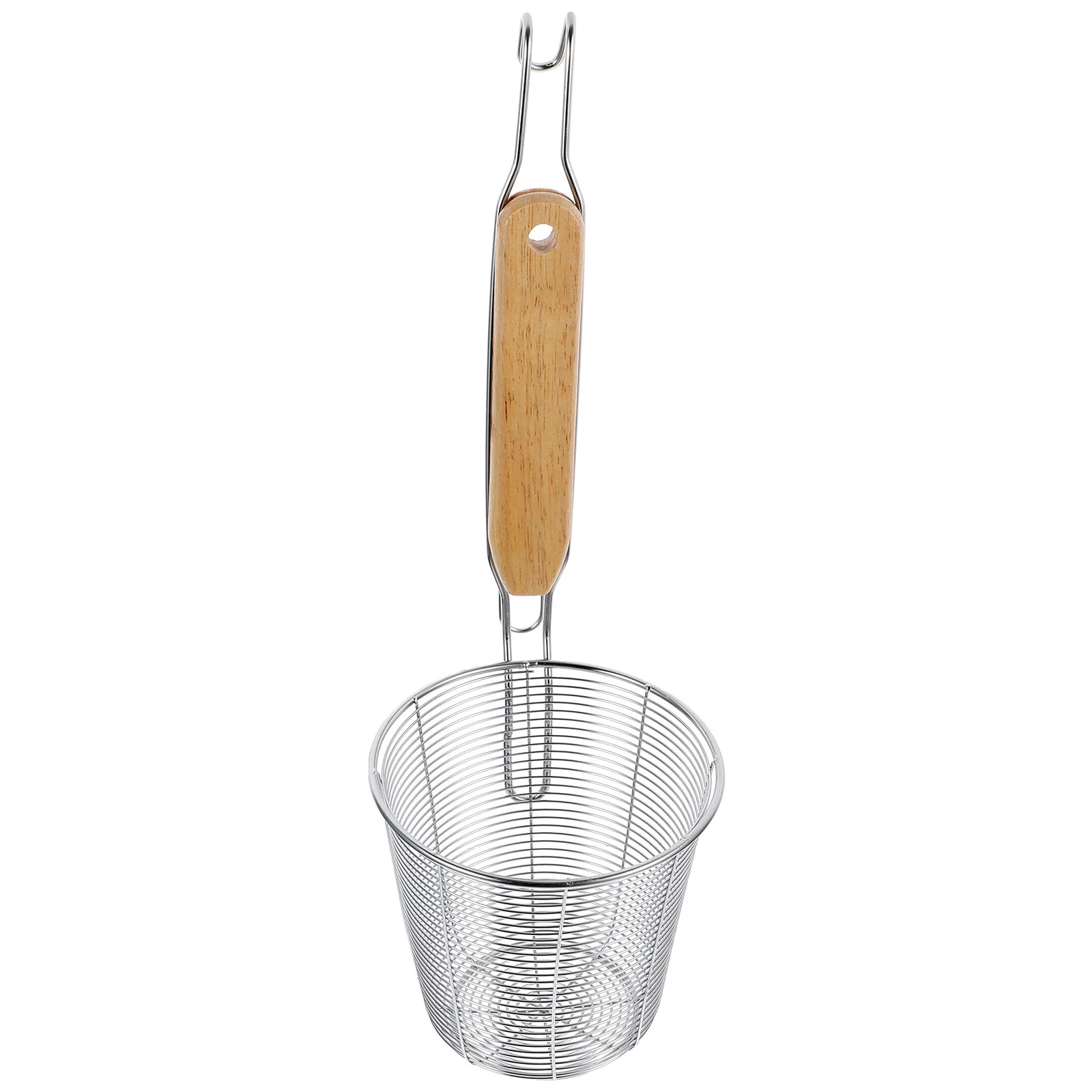 

Upkoch Pasta Basket Stainless Steel Mesh Spider Wooden Handle Food Dumpling Noodle Strainer