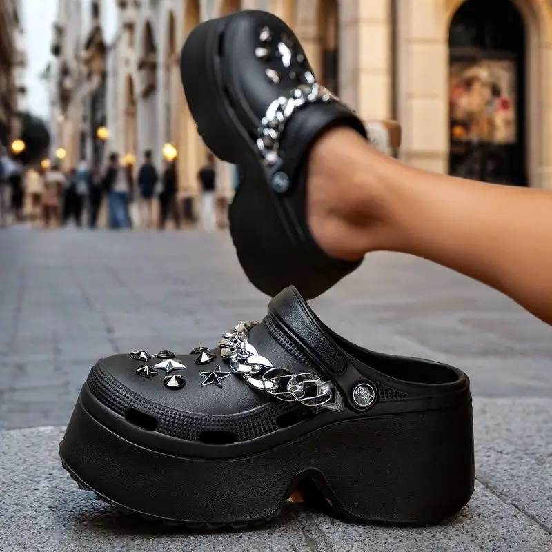 المرأة Diy خيمة خيمة النعال المرأة حذاء للحديقة صنادل شاطئ المضادة للانزلاق الصيف سلسلة عالية الجودة منصة الشريحة الموضة