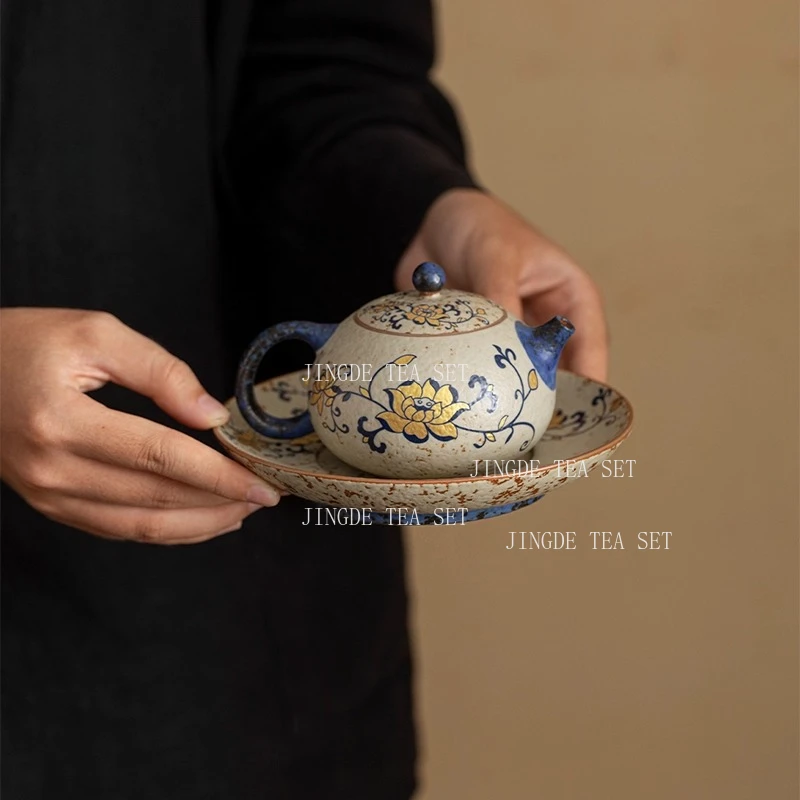 190ml Chinese Blue and White Western Style Teapot Household Ceramic Kung Fu Tea Set Single Filter Teapot Tea Set Accessories
