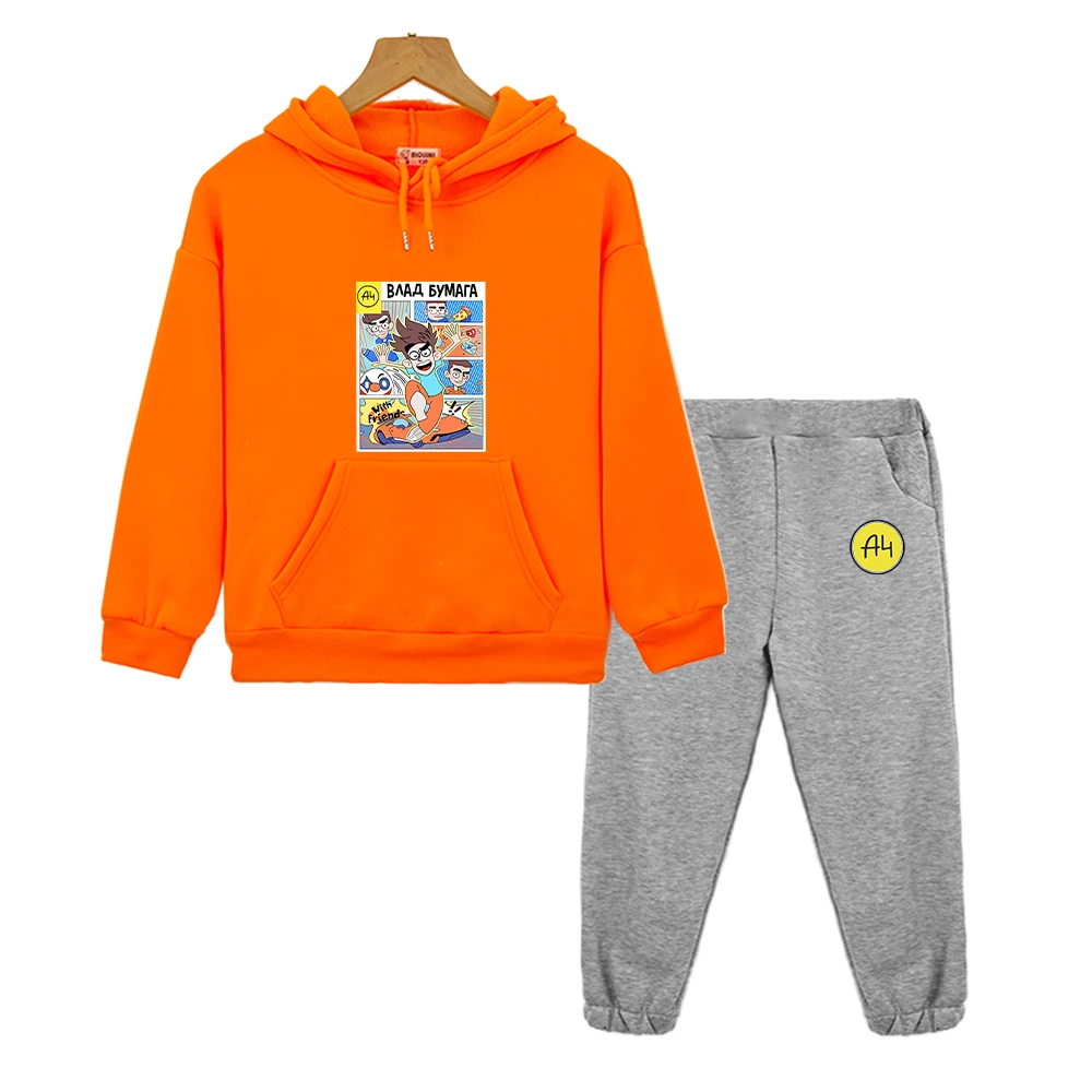 children's clothing sets boy мерч а4 New A4 Lamba Children's Hoodies Suit for Girl Outfits Влад Бумага A4 Baby Boy Sets Kids Sweatshirts with Hood Tops Pants boy kid suit