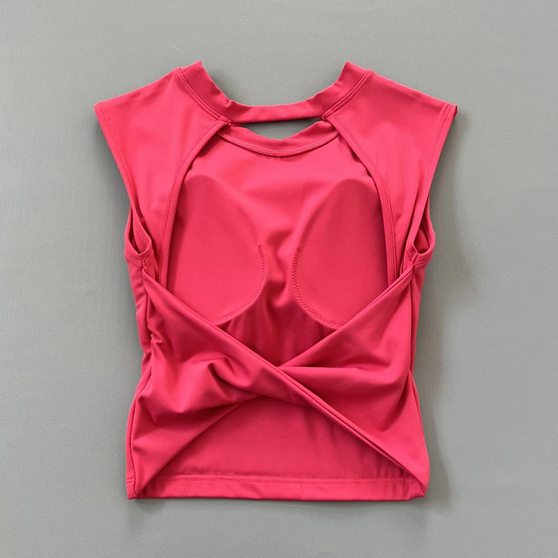 Yoga Top Women's Sexy Short Backless Fixed Chest Pad Sports T-shirt Vest Tight Quick Drying Sleeveless