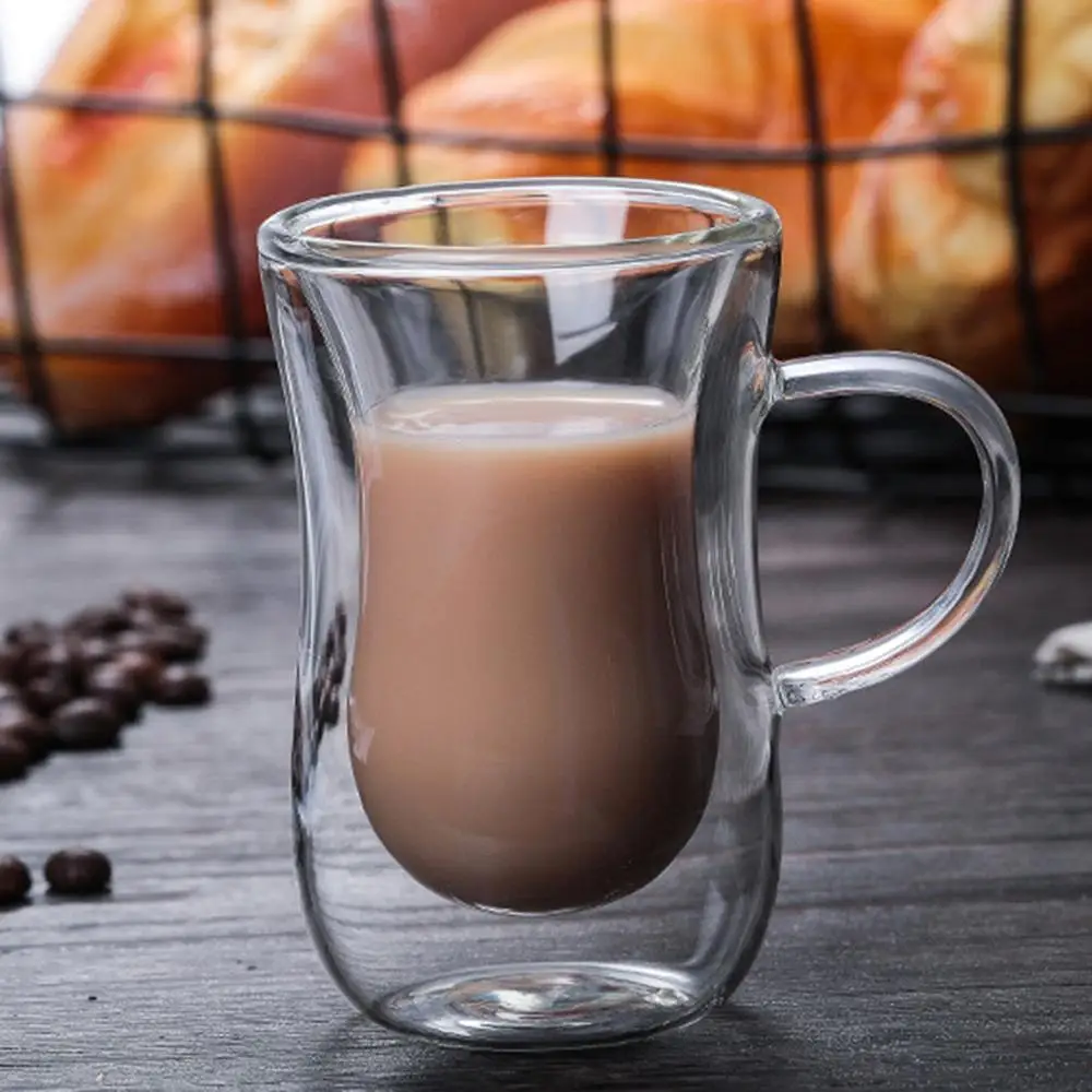 Double-Layer Coffee Glass Double Wall Kawa Glass Transparent Heat Resistant Tea Cup Glasses For Hot Cold Coffee Tea - 80Ml