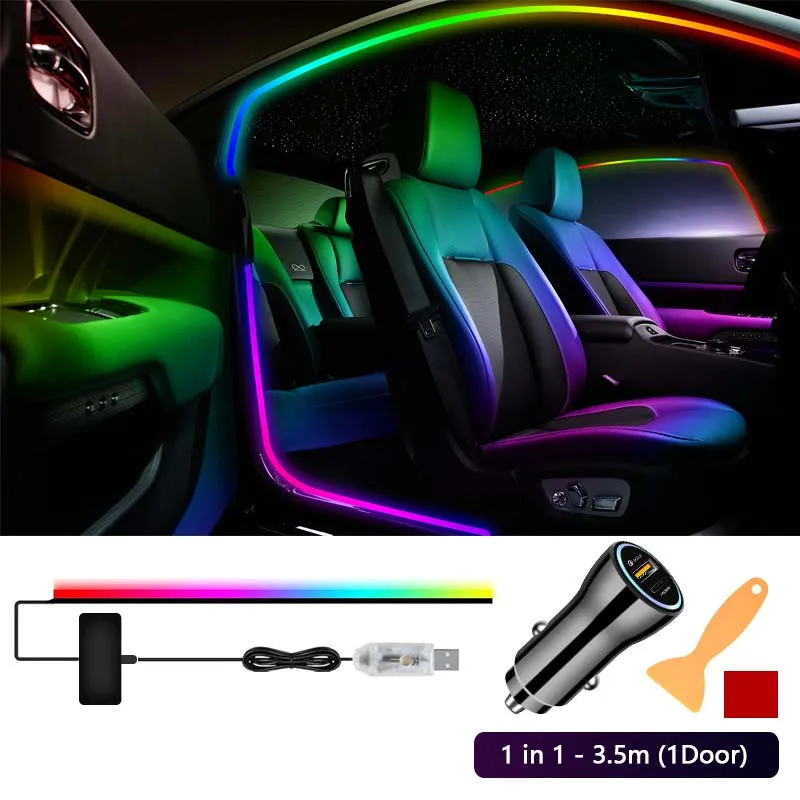 5 In 1 18 In 1 Universal Car LED Symphony Ambient Light Cigarette Car Interior Light Strips