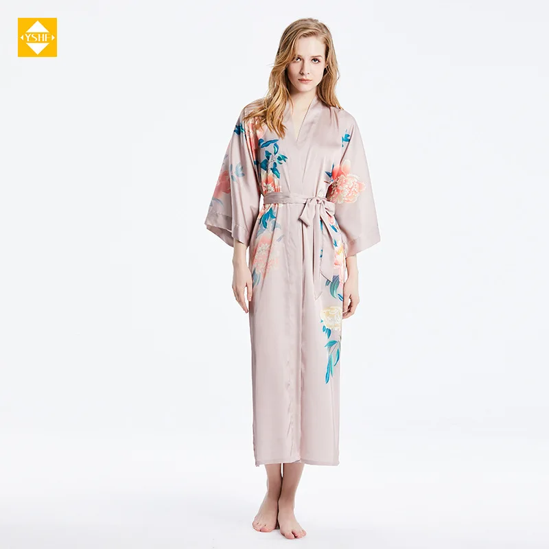 Factory Direct sales silk nightgown 100% Mulberry silk nightdress summer new long kimono fabric can be reserved golden jungle printed tapestry scene decoration cloth factory direct sales can be customized size