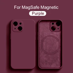 Premium Magnetic Liquid Silicone Case with Wireless Charging for iPhone 12 Mini (Purple)