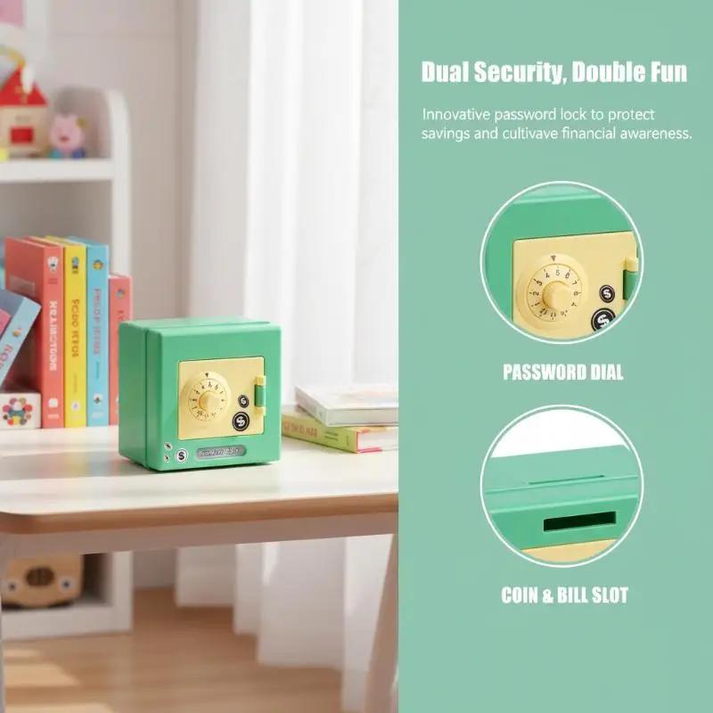 Mini tirelire à combinaison, coffre-fort pour enfants, boîte à monnaie à code rotatif, cadeau_voghion.com