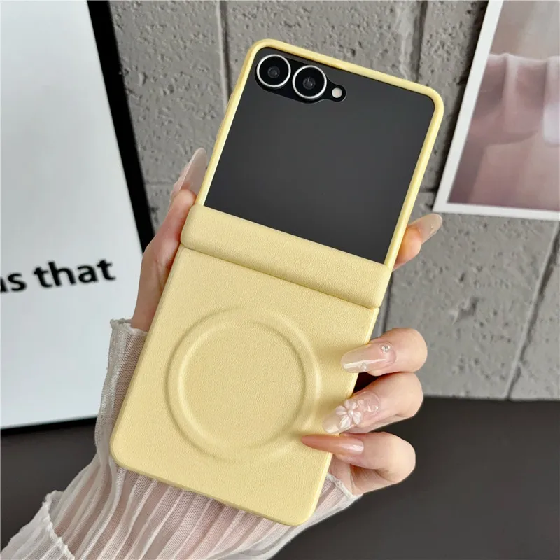 Fashion Magnetic PU Leather Candy Color Anti-Fingerprint Non-Slip Ultra-Thin Phone Case Cover