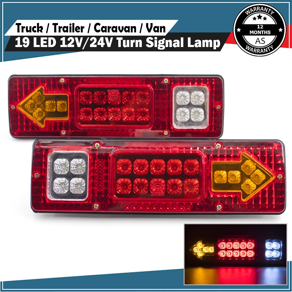 2pcs 19 Led 12v Tail Light Brake Stop Light Turn Indicator Signal Lamp