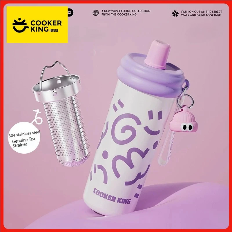 COOKER KinG Thermal Straw Cup Stainless Steel Thermos Water Bottles Tumbler Keep Cold and Hot Travel Mug Home Office Drinkware