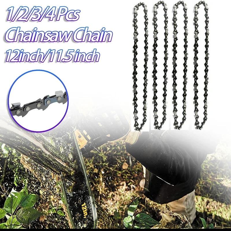 1/2/3/4Pcs 12/11.5 Inch Chainsaw Saw Chain 44 Drive Link 22 Cutter 3/8" LP.050" Steel Chain Replacement Part for Electric Saw chainsaw chain