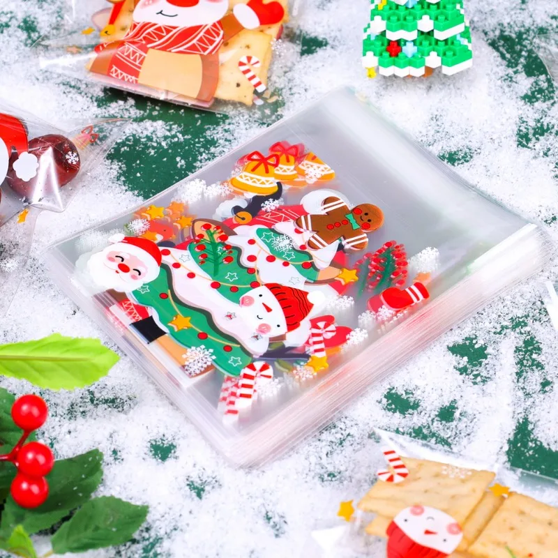 Candy Self Sealing Sticky Bag Christmas Storage Bag Old Man Tree Snowflake Crisp Pouch Party Festival Gift Decor Cookies Wrap christmas gift bags christmas candy packaging christmas gift box