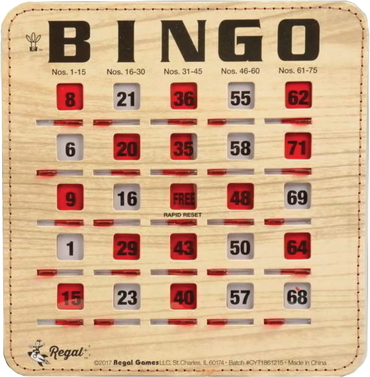 Bingo Bingo Cards with Sliding Windows-Extra Thick Stitched Cardstock-Woodgrain Reusable & Large Cards Ideal for Fam