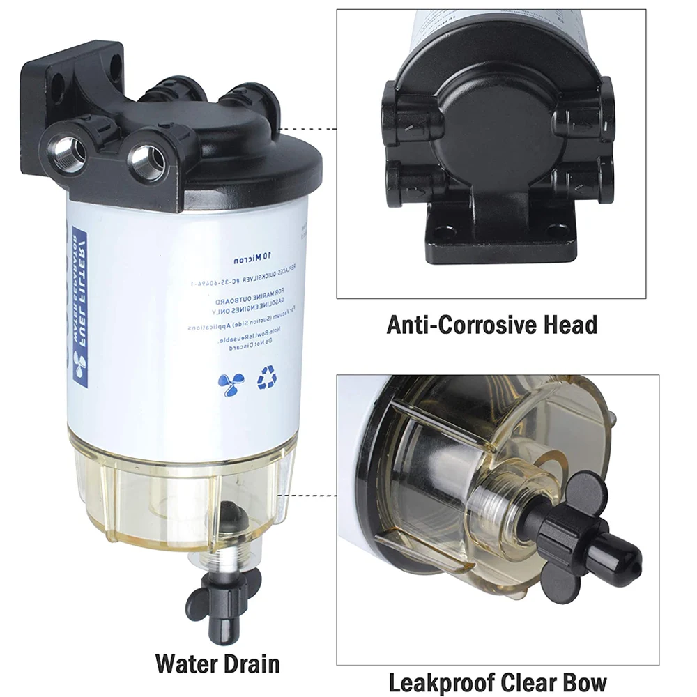 Fuel Filter Fuel Filter Water Separator HUALIC S3213 Fuel Filter Water Separator Assembly Outboard For Mercury Quicksilver OMC Marine Engine Boat 10 Micron Filter Kit