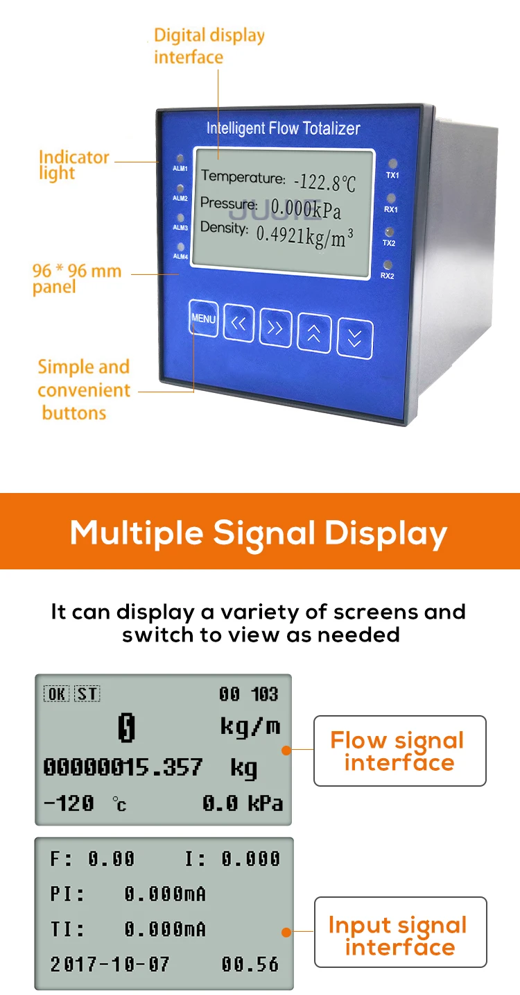Digital Flow Totalizer Water Gas Flow Measuring Instruments 4-20mA