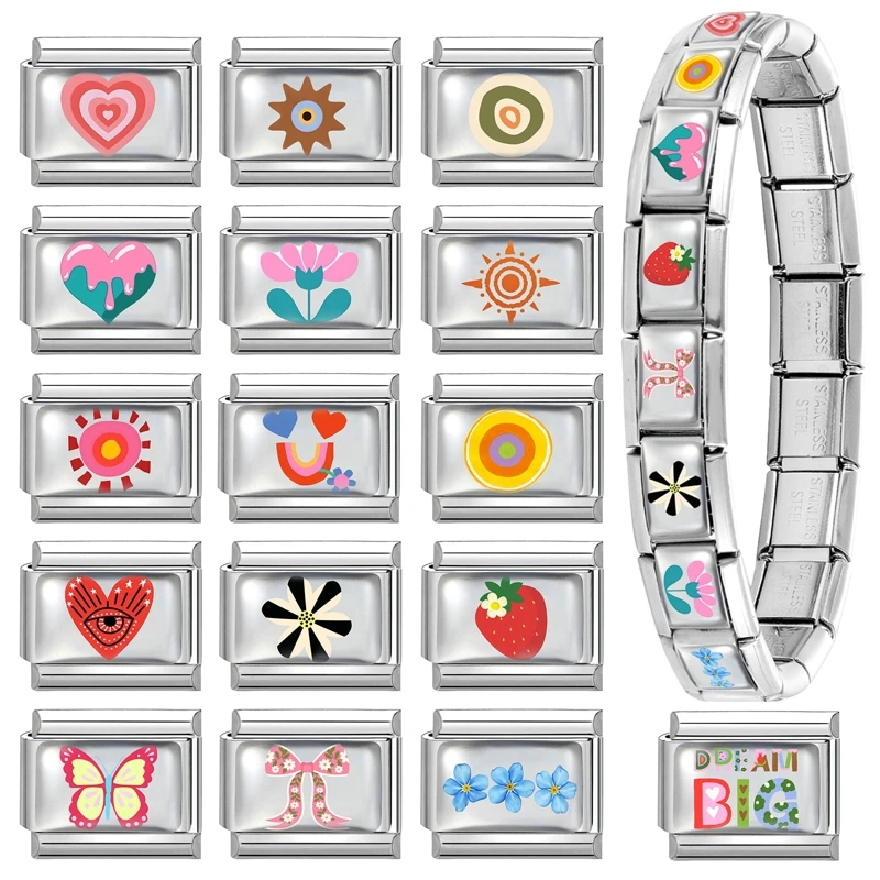 Italian Stainless Steel Bracelet Link Charm Jewelry Fashion Accesssories