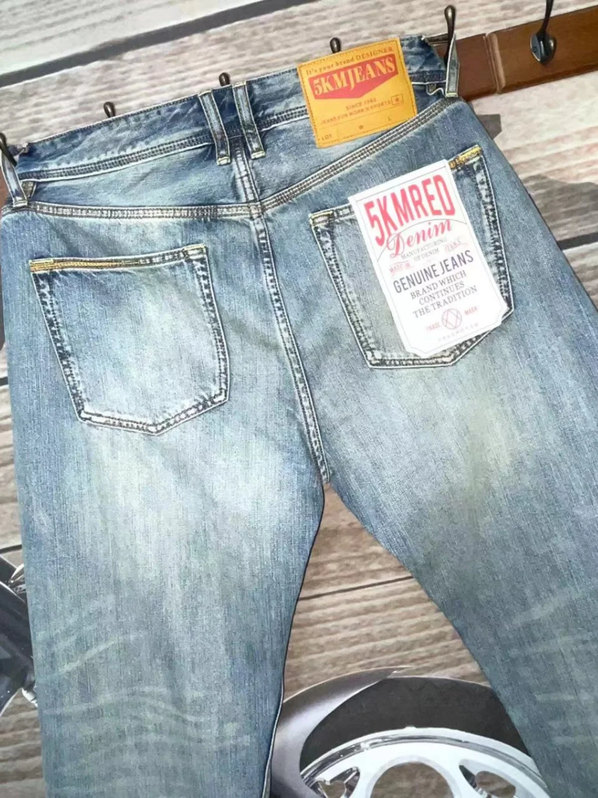 11oz 100% Cotton Washed Red Selvedge Denim Jeans for Men High Quality Light Blue Tapered Straight Pants 2024 Summer Vintage 512 6