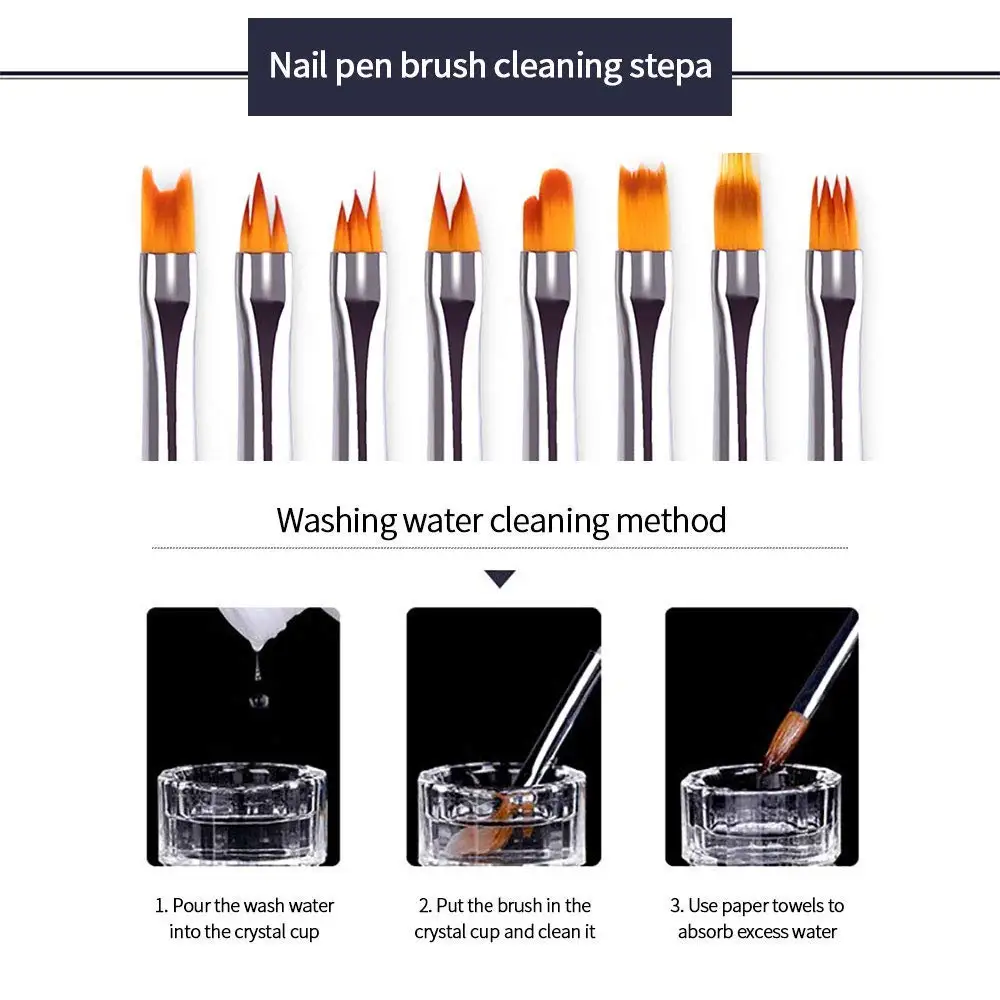 8 Pcs Gradient Nail Brush Set with Wood Handles