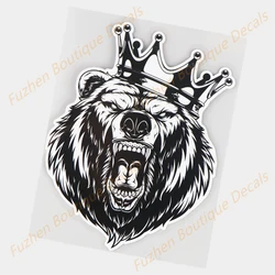 Fuzhen – autocollants en vinyle pour voiture, accessoires extérieurs, personnalité, ours féroce, portant une couronne, dessin animé amusant 