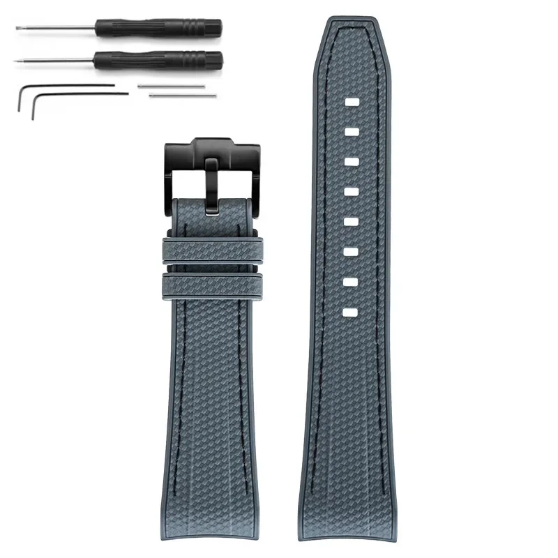 Green Abyss Waterproof Sport Woven Silicone Watch Band with Curved End Design, 22mm
