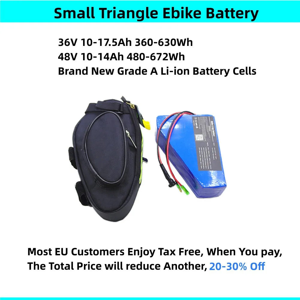 

small triangle seat bag ebike battery Li-ion 36v 10ah 12Ah 13ah 15ah 17.5ah 48v 10ah 12ah 13ah 14ah 250w 500w 750w 1000w battery