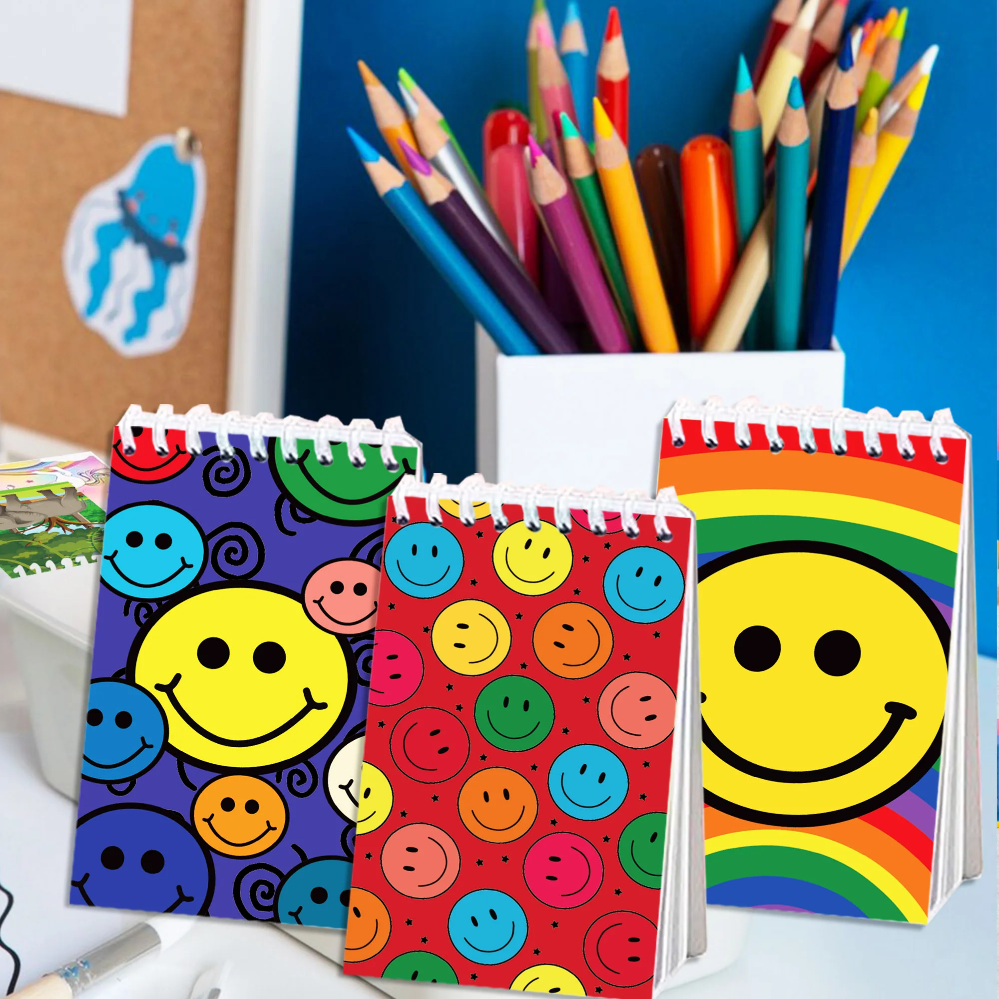 8/16/24pc Lächelndes Gesicht Thema Mini Spirale Tasche Notebooks Memo Pad Spule Broschüre Notizblöcke Für Büro schreibwaren Schule Tagebücher – Detail 9