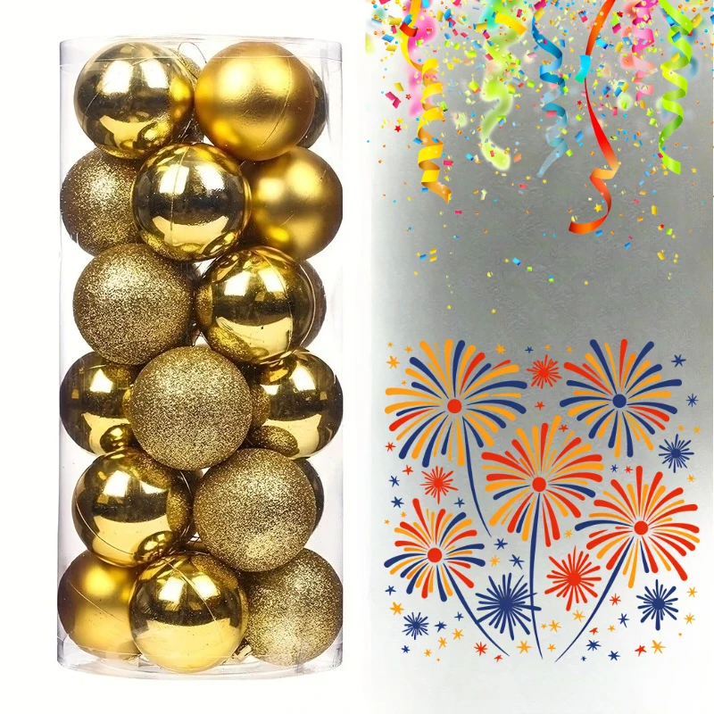 24Pcs Christmas Decoration 4/6/8CM Balls Hanging Christmas Tree Pendants Ornaments for Home Party Decor New Year Gift Accessory