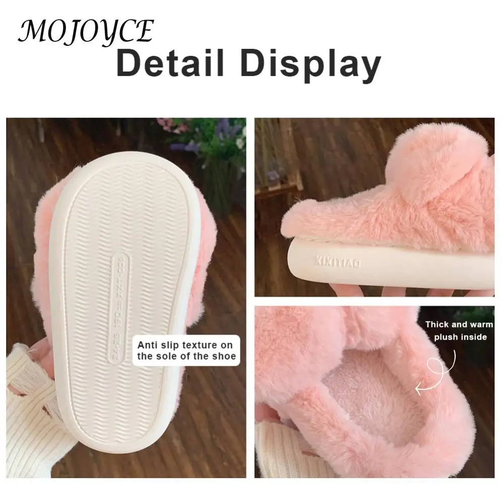 Plush Pig Slippers Slip-on House Shoes Non Slip Flat Thermal Slippers Comfortable Furry Thick Sole Slippers for Indoor Bedroom 5
