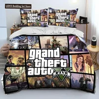 Grand Theft Auto GTA Gamer Comforter Bedding Set,Fashion Polyester Duvet Cover Bed Set Pillowcase, King Queen Size Quilt Cover 1