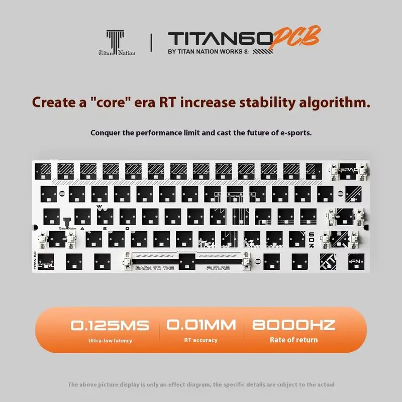 맞춤형 PCB 키트 마그네틱 스위치, Titan Nation Titan60, GH60 0.01mm, RT DKS SOCD MT TGL, 8K, 0.125ms 대기 시간, 동적 RGB 조명 선물