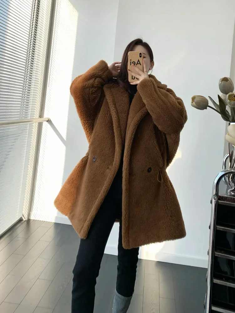 Teddy Catwalk Teddy Bear Coat Tobacco Drawstring Cropped Fur Coat Women's Nebula кресло tc tobacco 60х54х96 см