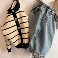 Printemps automne bébé garçon large jean coréen décontracté dessin animé vêtements d'extérieur enfants garçon Denim pantalon ample taille élastique enfant garçons pantalon 5